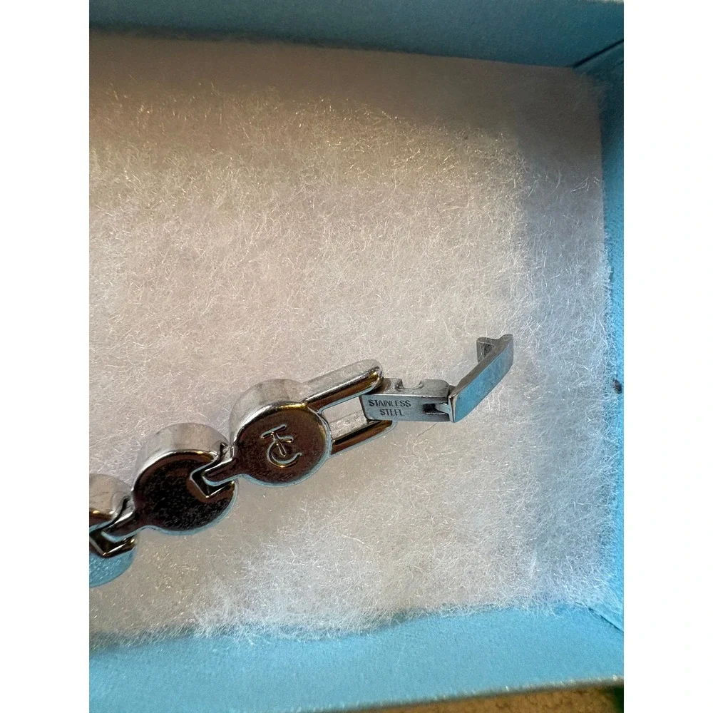 Touchstone Crystal Tennis Bracelet Women OS Light Pink Excellent Swarovski Steel
